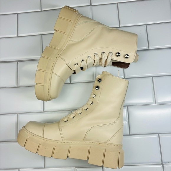 ALOHAS Can Can Leather Lace up Boot in Beige EU 36/US 6 - Picture 9 of 16
